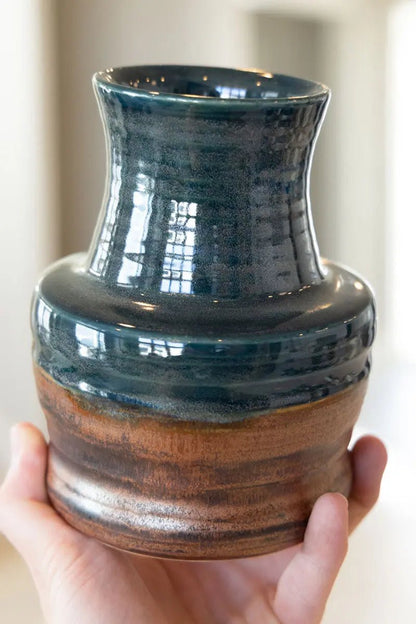 Large Contemporary Pot/Vase Copper & Greens - Dan Pearce Ceramics