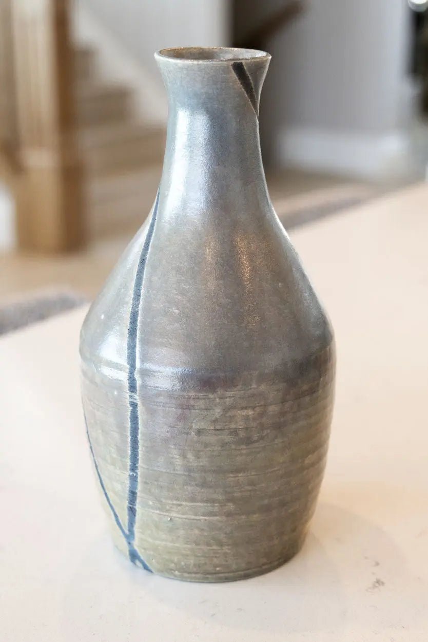 Large Contemporary Raku Vase/Pot: Iridescent Grays & Silvers - Dan Pearce Ceramics