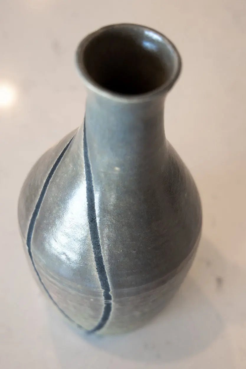 Large Contemporary Raku Vase/Pot: Iridescent Grays & Silvers - Dan Pearce Ceramics