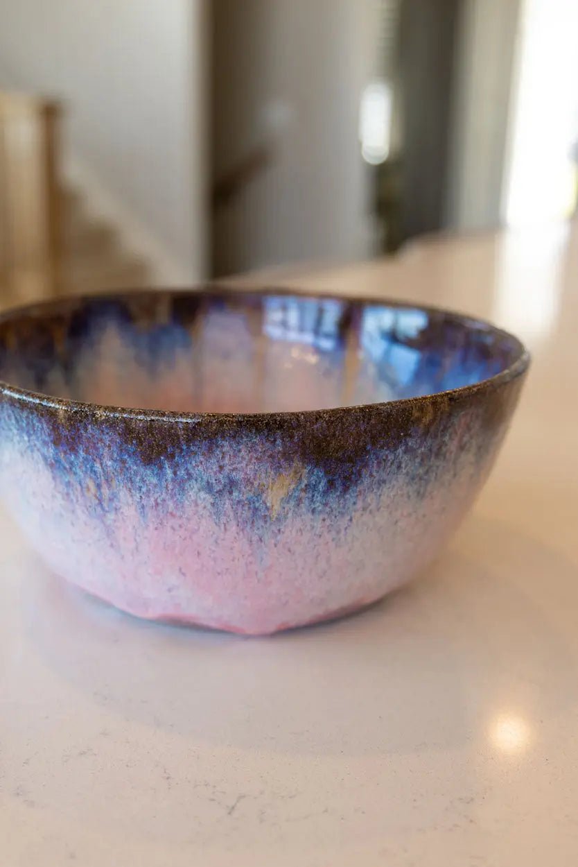 Large Decorative Bowl: Pinks, Browns, and Blues - Dan Pearce Ceramics