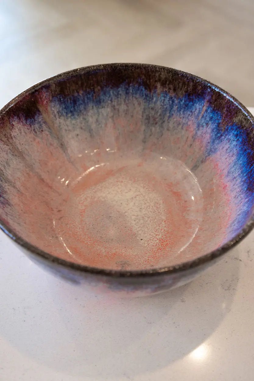 Large Decorative Bowl: Pinks, Browns, and Blues - Dan Pearce Ceramics