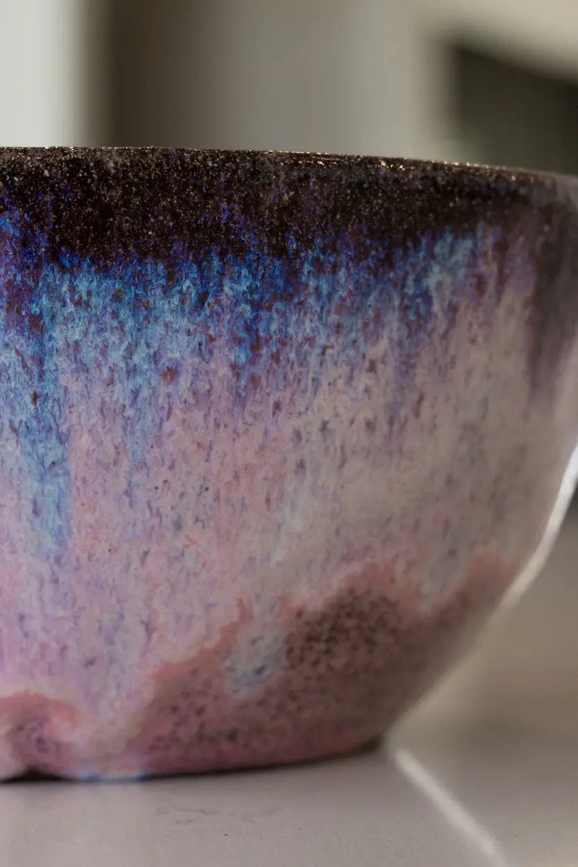 Large Decorative Bowl: Pinks, Browns, and Blues - Dan Pearce Ceramics