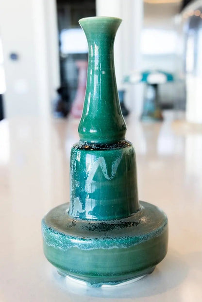 Large Decorative Porcelain Vase (Aged Metal Green) - Dan Pearce Ceramics