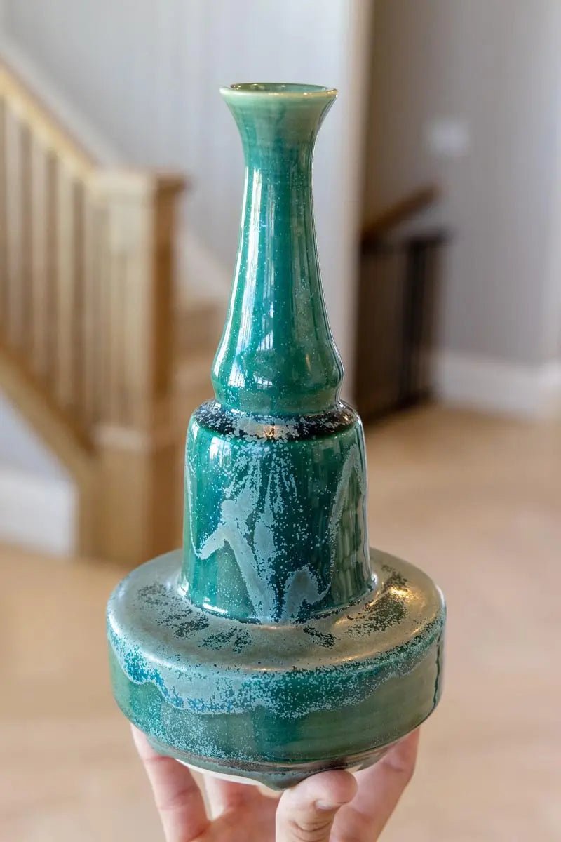 Large Decorative Porcelain Vase (Aged Metal Green) - Dan Pearce Ceramics