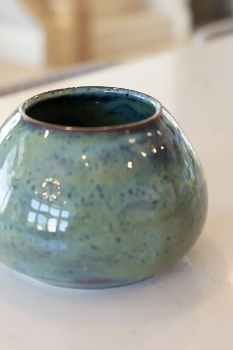 Large Decorative Pot - Midnight Blues & Sage Greens (Premium) - Dan Pearce Ceramics