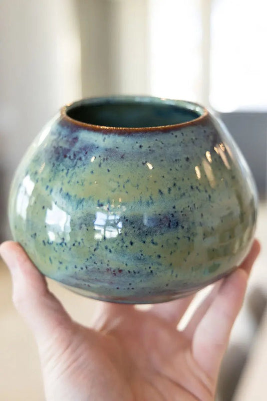 Large Decorative Pot - Midnight Blues & Sage Greens (Premium) - Dan Pearce Ceramics