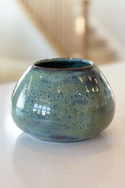 Large Decorative Pot - Midnight Blues & Sage Greens (Premium) - Dan Pearce Ceramics