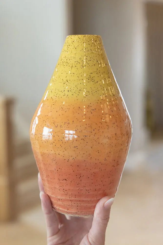 Large Decorative Speckled Vase - Oranges & Yellows - Dan Pearce Ceramics