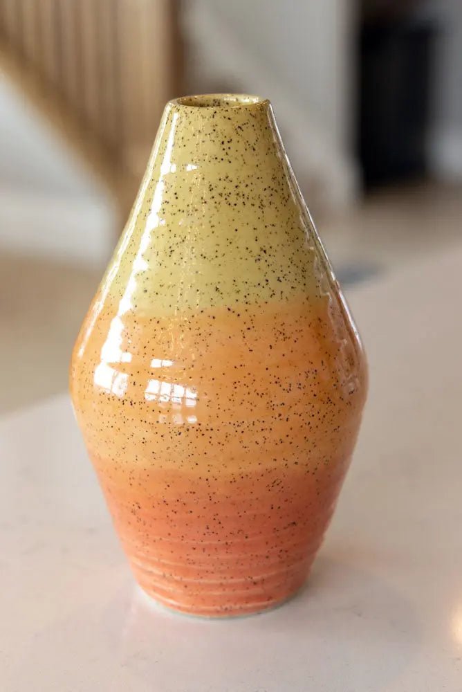 Large Decorative Speckled Vase - Oranges & Yellows - Dan Pearce Ceramics