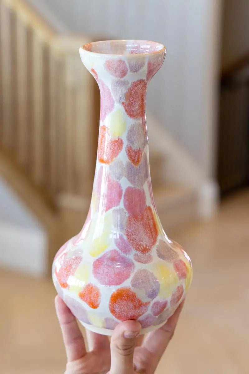 Large Decorative Spotted Porcelain Vase (Sunrise Pallet) - Dan Pearce Ceramics