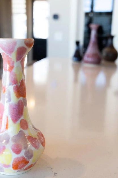 Large Decorative Spotted Porcelain Vase (Sunrise Pallet) - Dan Pearce Ceramics