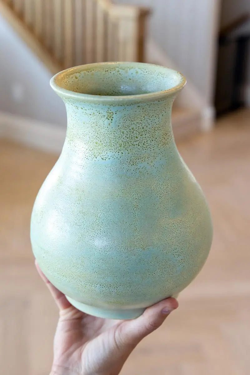 Large Decorative Stoneware Pumice - look Pot (Creamy Greens & Creams, Seconds) - Dan Pearce Ceramics