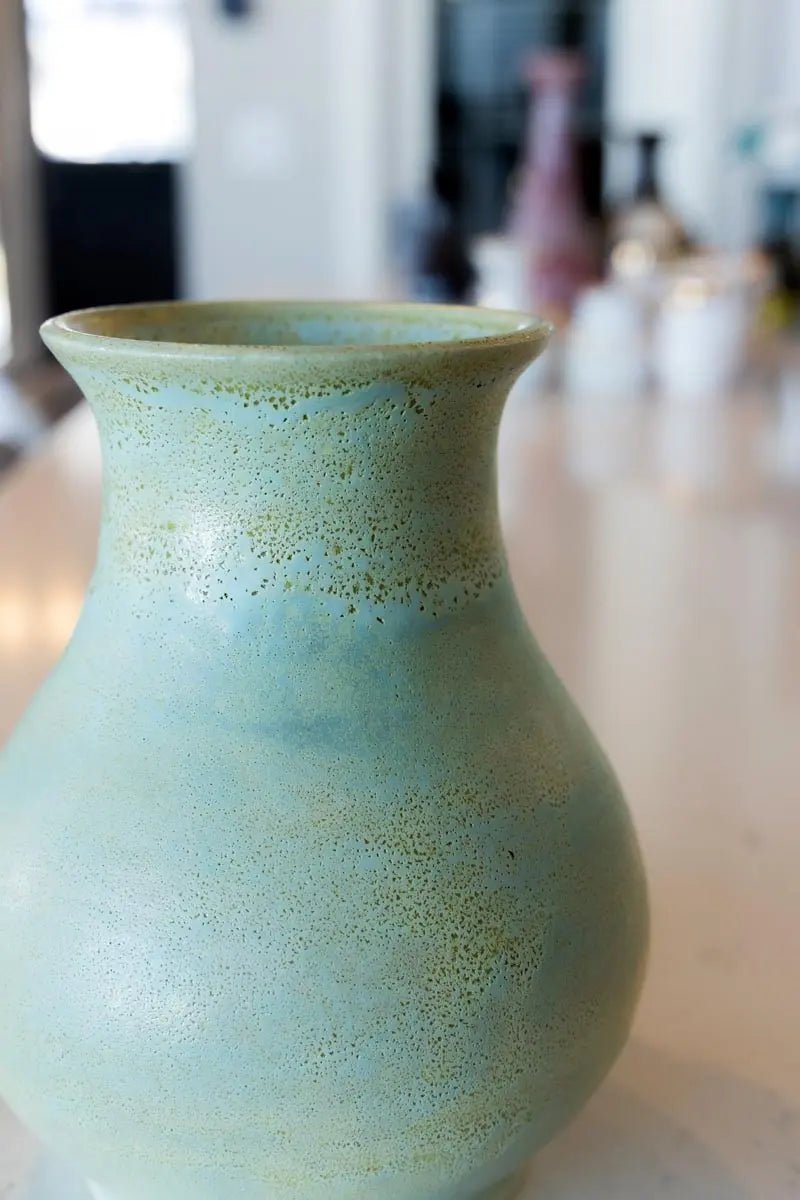 Large Decorative Stoneware Pumice - look Pot (Creamy Greens & Creams, Seconds) - Dan Pearce Ceramics