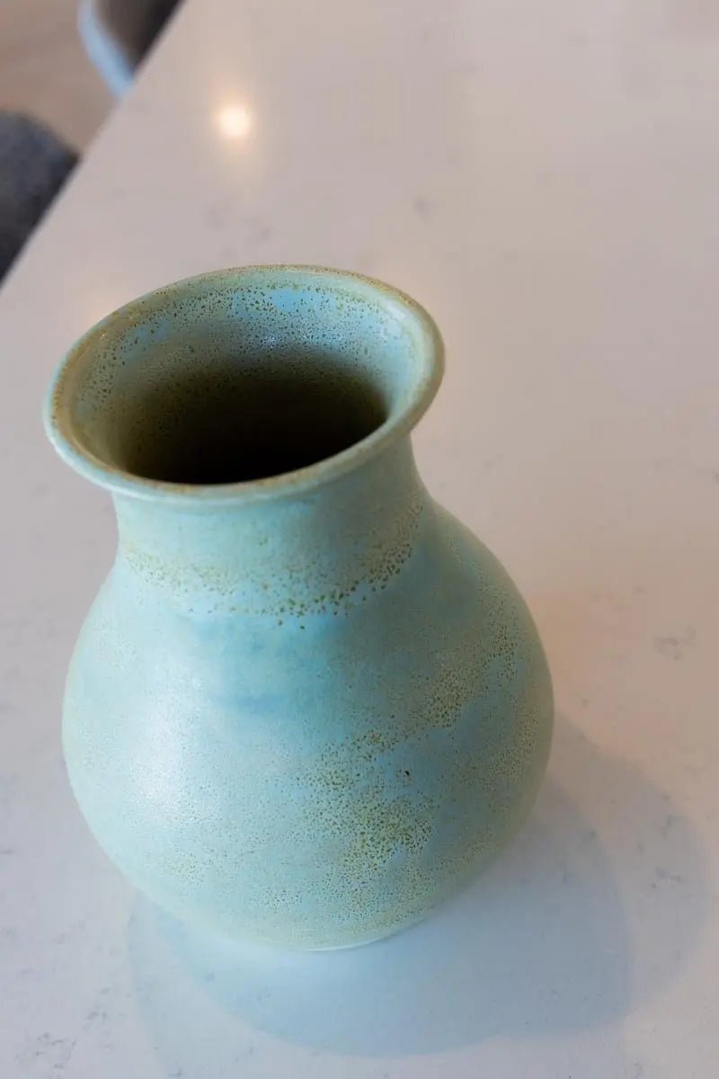 Large Decorative Stoneware Pumice - look Pot (Creamy Greens & Creams, Seconds) - Dan Pearce Ceramics