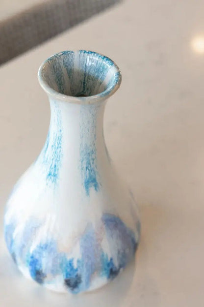 Large Decorative Vase/Pot - Creams, Blues, Turquoises, Blacks, & Browns - Dan Pearce Ceramics