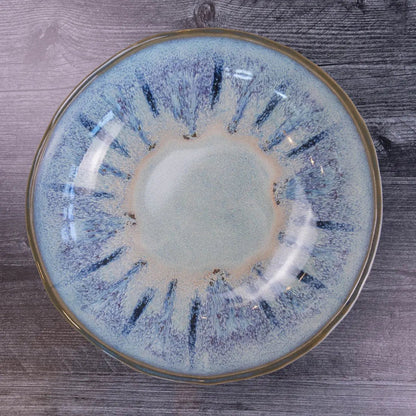 Large Gray Stoneware Serving/Decorative Bowl - Blues & Creams (Alchemy Collection) - Dan Pearce Ceramics