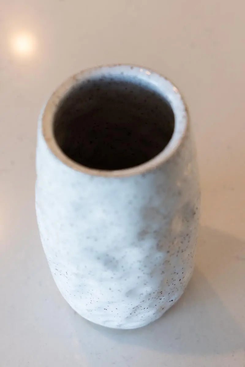 Large Hand - Textured Speckled Stoneware Flower Vase (White) - Dan Pearce Ceramics