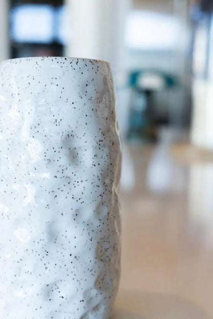 Large Hand - Textured Speckled Stoneware Flower Vase (White) - Dan Pearce Ceramics