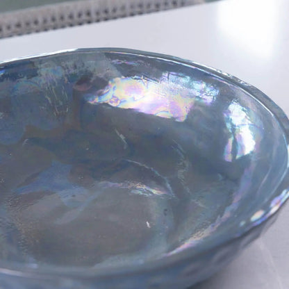 Large Nerikomi Stoneware "Mother of Pearl" Serving/Decorative Bowl - Blues, Grays, & Creams (Alchemy Collection) - Dan Pearce Ceramics