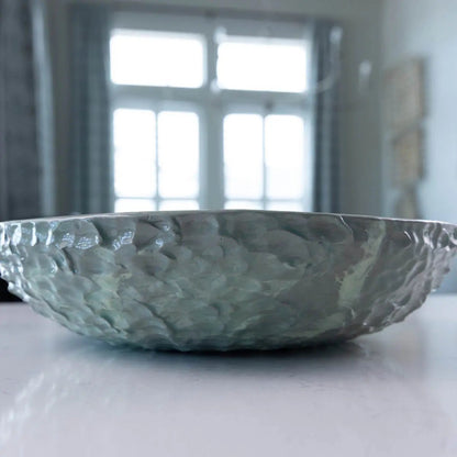 Large Nerikomi Stoneware "Mother of Pearl" Serving/Decorative Bowl - Greens & Creams (Alchemy Collection) - Dan Pearce Ceramics