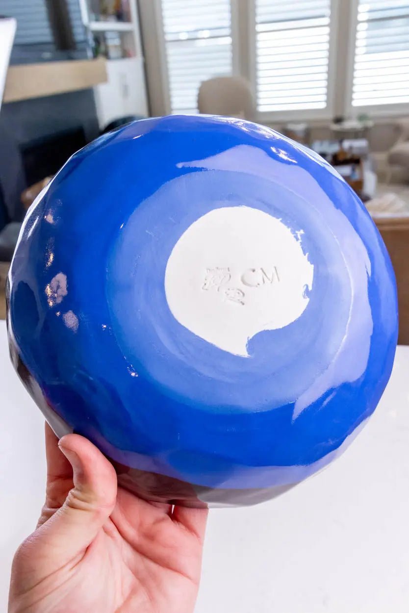 Large Porcelain Abstract Nerikomi Bowl (Blue, White & Black Series) - Dan Pearce Ceramics