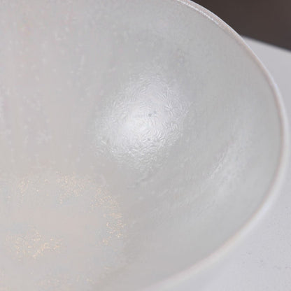 Large Porcelain Crystalized Hemisphere Bowl (Metallic White) - Dan Pearce Ceramics