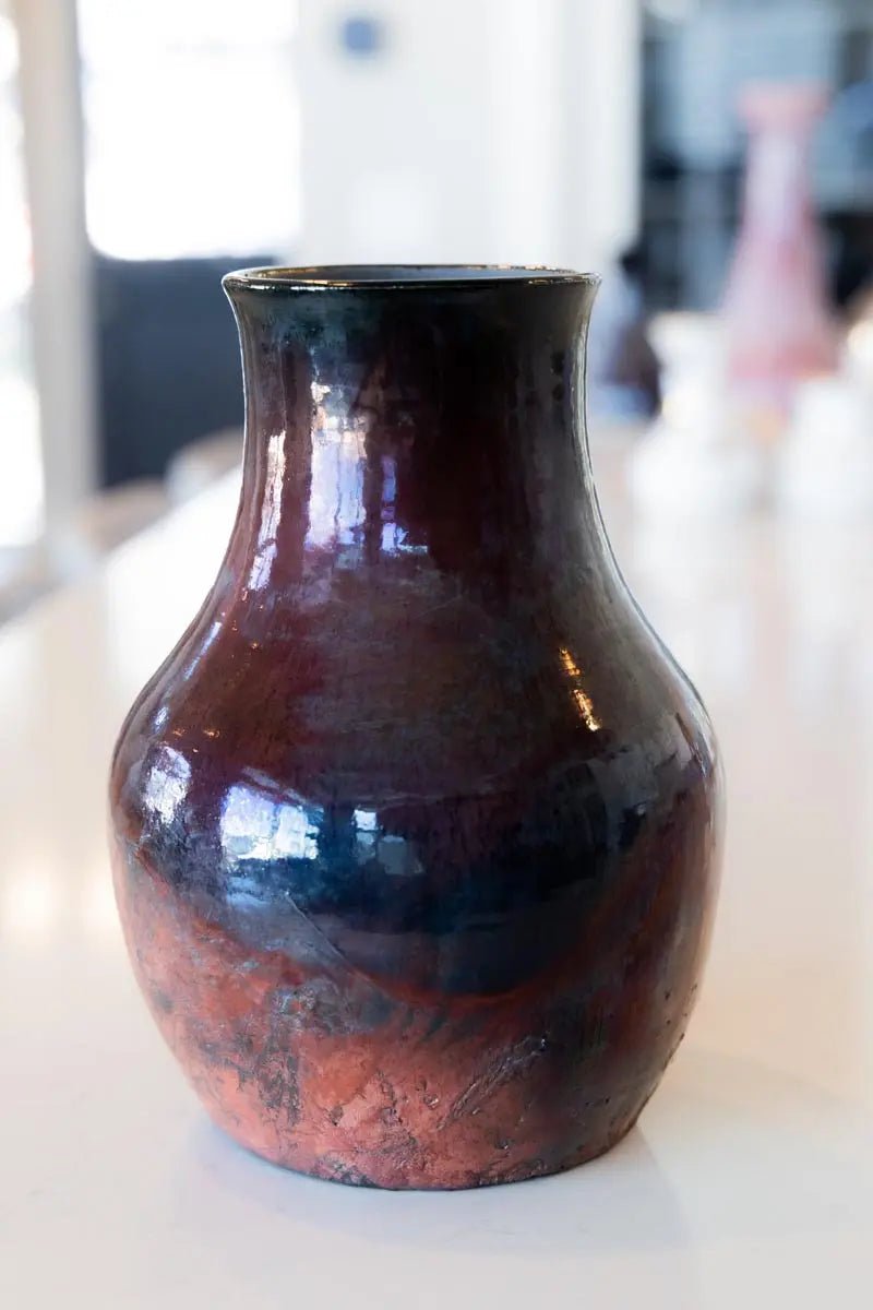 Large RAKU Decorative Pot (Coppers & Plums) - Dan Pearce Ceramics