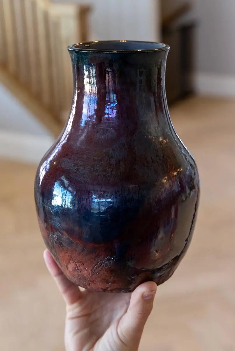 Large RAKU Decorative Pot (Coppers & Plums) - Dan Pearce Ceramics