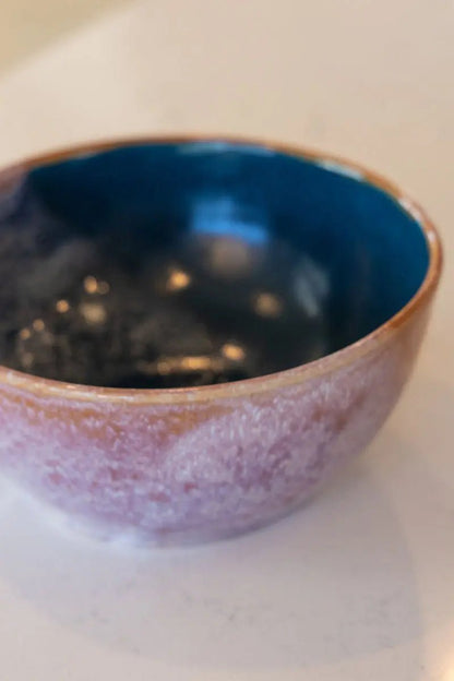 Large Serving Bowl - Two Toned with Creamy Splash (Cinnamons & Dark Teals) - Dan Pearce Ceramics