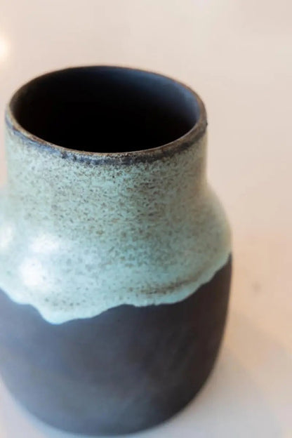 Large Stoneware Decorative Pot (Dark Chocolate & Creamy Greens) - Dan Pearce Ceramics