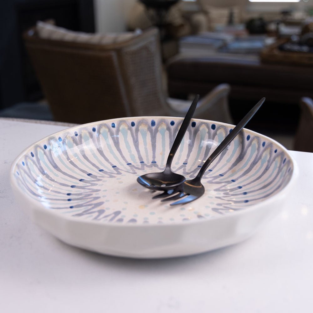 Large Stoneware Decorative Serving Bowl (Grays and Blues) - Dan Pearce Ceramics