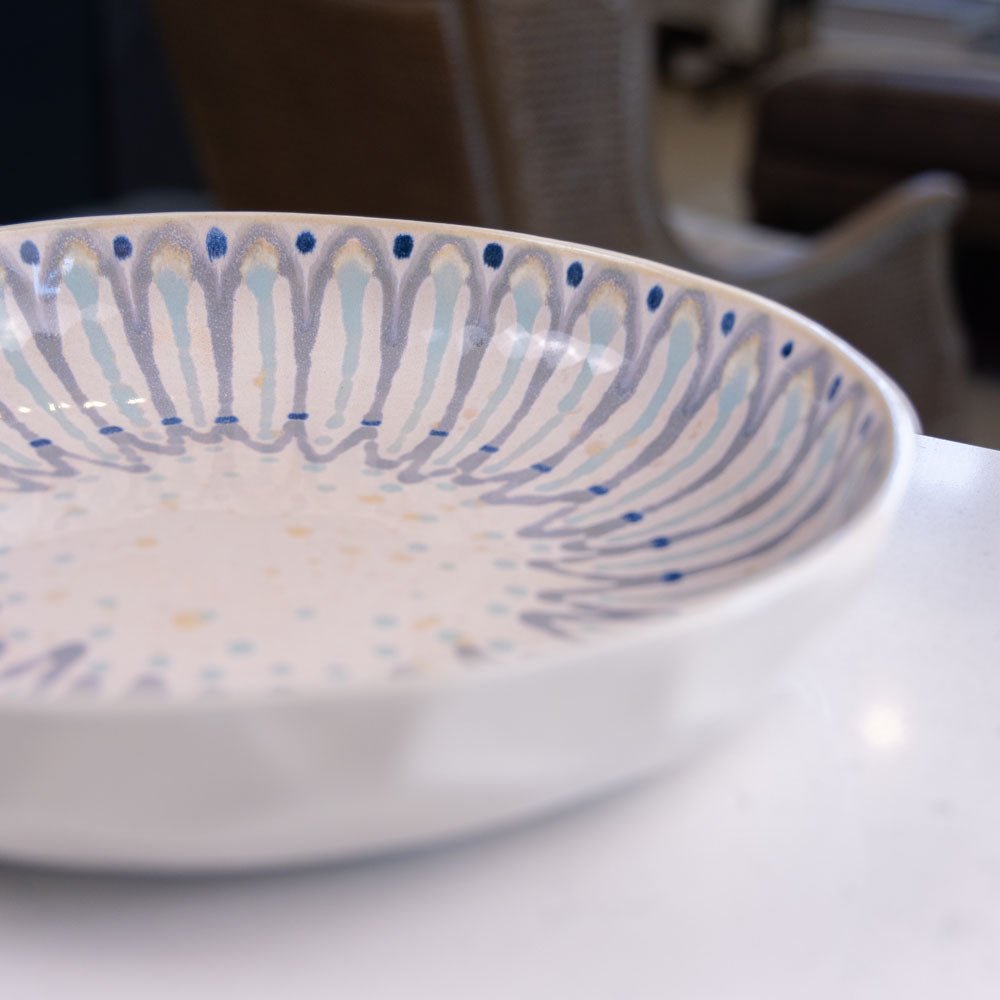 Large Stoneware Decorative Serving Bowl (Grays and Blues) - Dan Pearce Ceramics