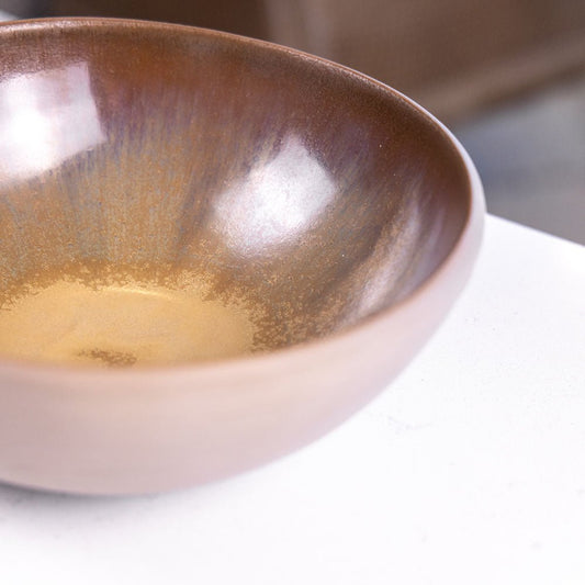 Large Stoneware Hemisphere Bowl (Tans and Browns) - Dan Pearce Ceramics