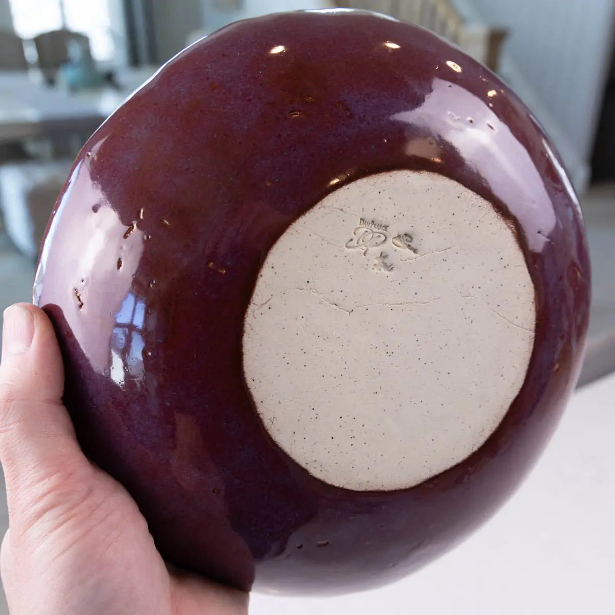 Large Stoneware Serving/Decorative Bowl - Merlots with Gradated Accents (Alchemy Collection) - Dan Pearce Ceramics