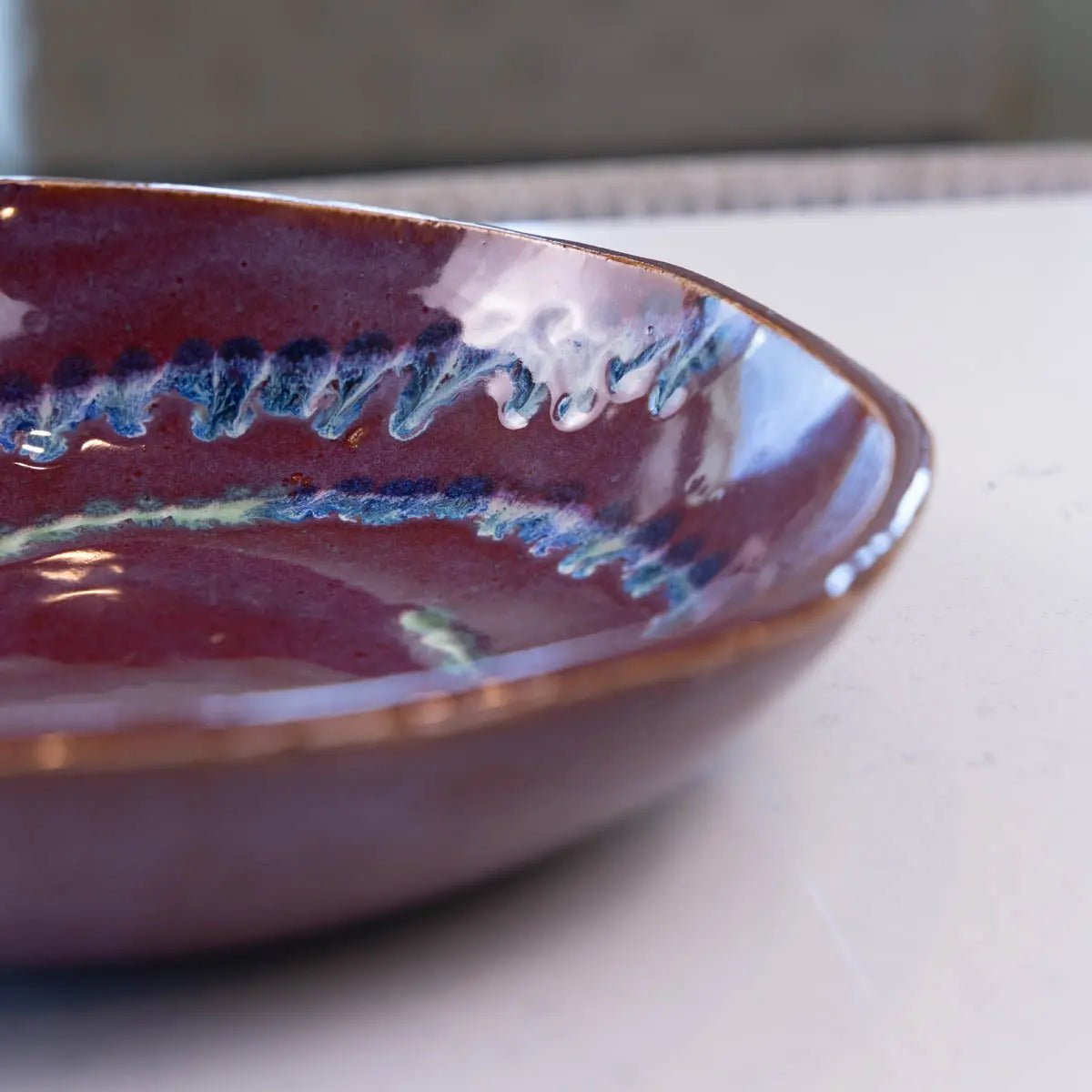 Large Stoneware Serving/Decorative Bowl - Merlots with Gradated Accents (Alchemy Collection) - Dan Pearce Ceramics