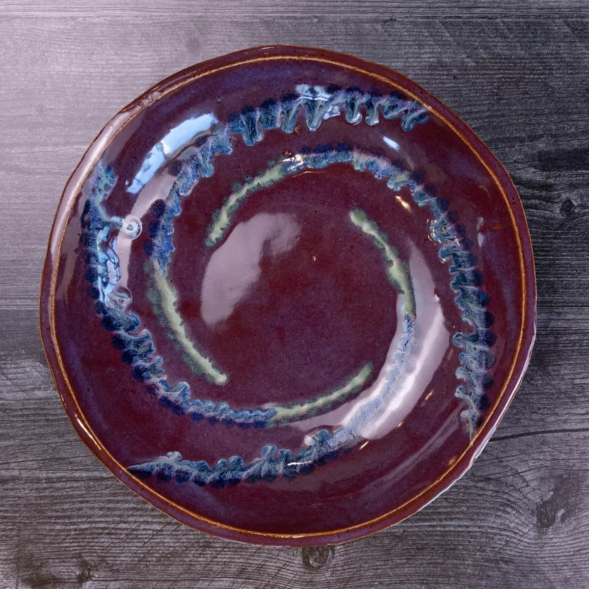 Large Stoneware Serving/Decorative Bowl - Merlots with Gradated Accents (Alchemy Collection) - Dan Pearce Ceramics