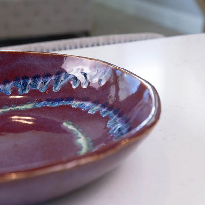 Large Stoneware Serving/Decorative Bowl - Merlots with Gradated Accents (Alchemy Collection) - Dan Pearce Ceramics