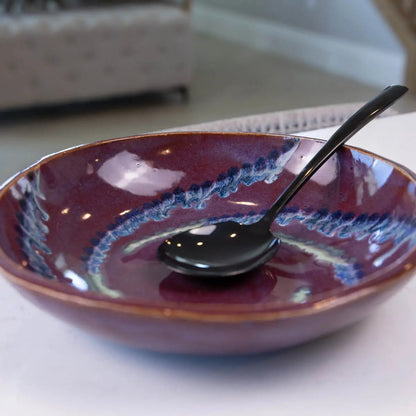 Large Stoneware Serving/Decorative Bowl - Merlots with Gradated Accents (Alchemy Collection) - Dan Pearce Ceramics