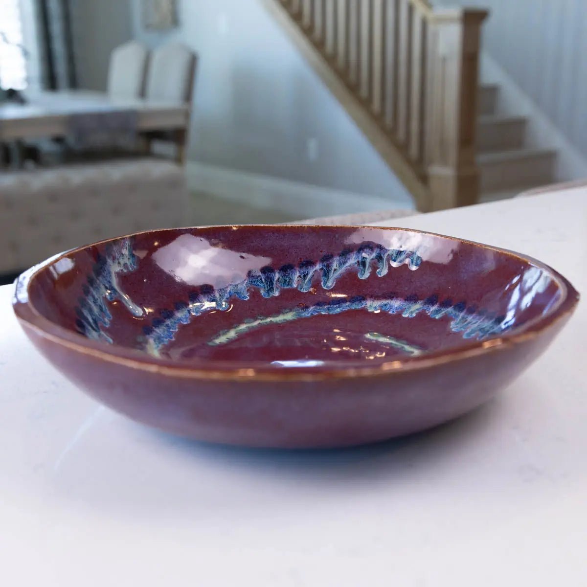 Large Stoneware Serving/Decorative Bowl - Merlots with Gradated Accents (Alchemy Collection) - Dan Pearce Ceramics