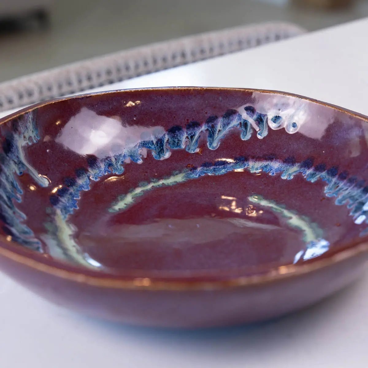 Large Stoneware Serving/Decorative Bowl - Merlots with Gradated Accents (Alchemy Collection) - Dan Pearce Ceramics