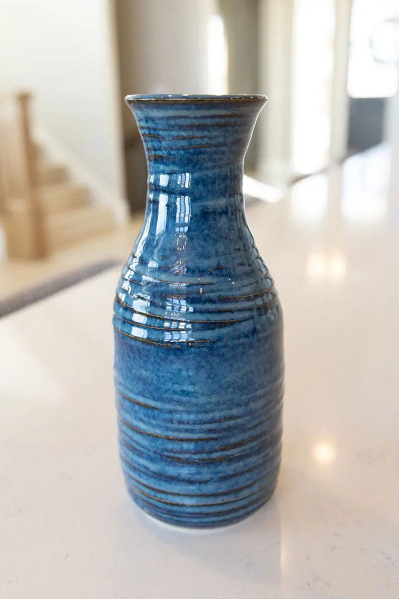 Large Textured Vase - Creamy Midnight Blues & Browns (Premium) - Dan Pearce Ceramics