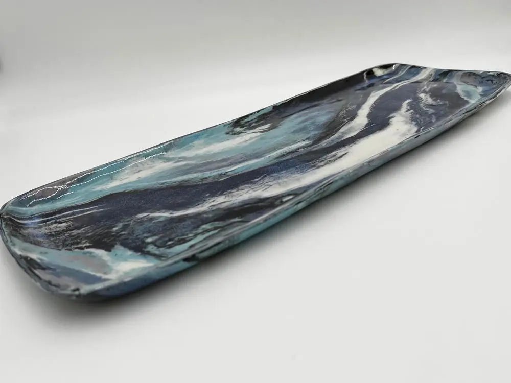 Marbled Porcelain Stoneware 19" Serving Platter - Premium Ceramic - Dan Pearce Ceramics