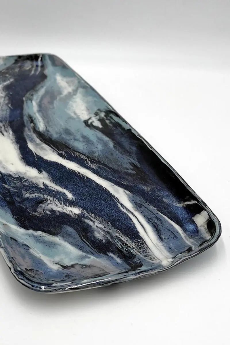 Marbled Porcelain Stoneware 19" Serving Platter - Premium Ceramic - Dan Pearce Ceramics