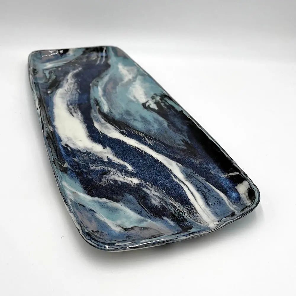 Marbled Porcelain Stoneware 19" Serving Platter - Premium Ceramic - Dan Pearce Ceramics