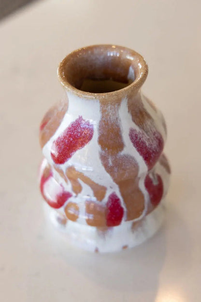 Medium Contemporary Decorative Pot - Creams, Cinnamon, & Reds - Dan Pearce Ceramics