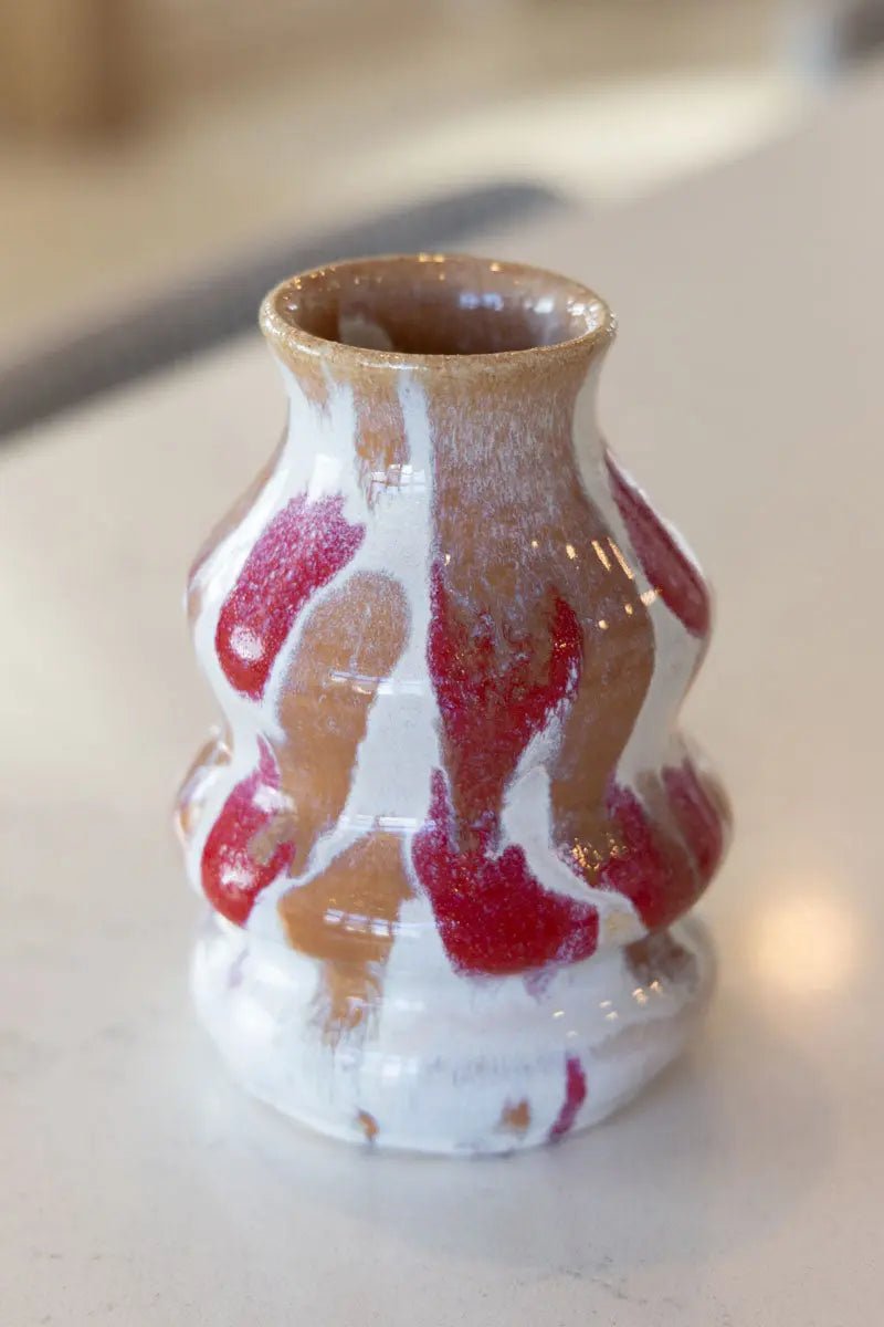 Medium Contemporary Decorative Pot - Creams, Cinnamon, & Reds - Dan Pearce Ceramics