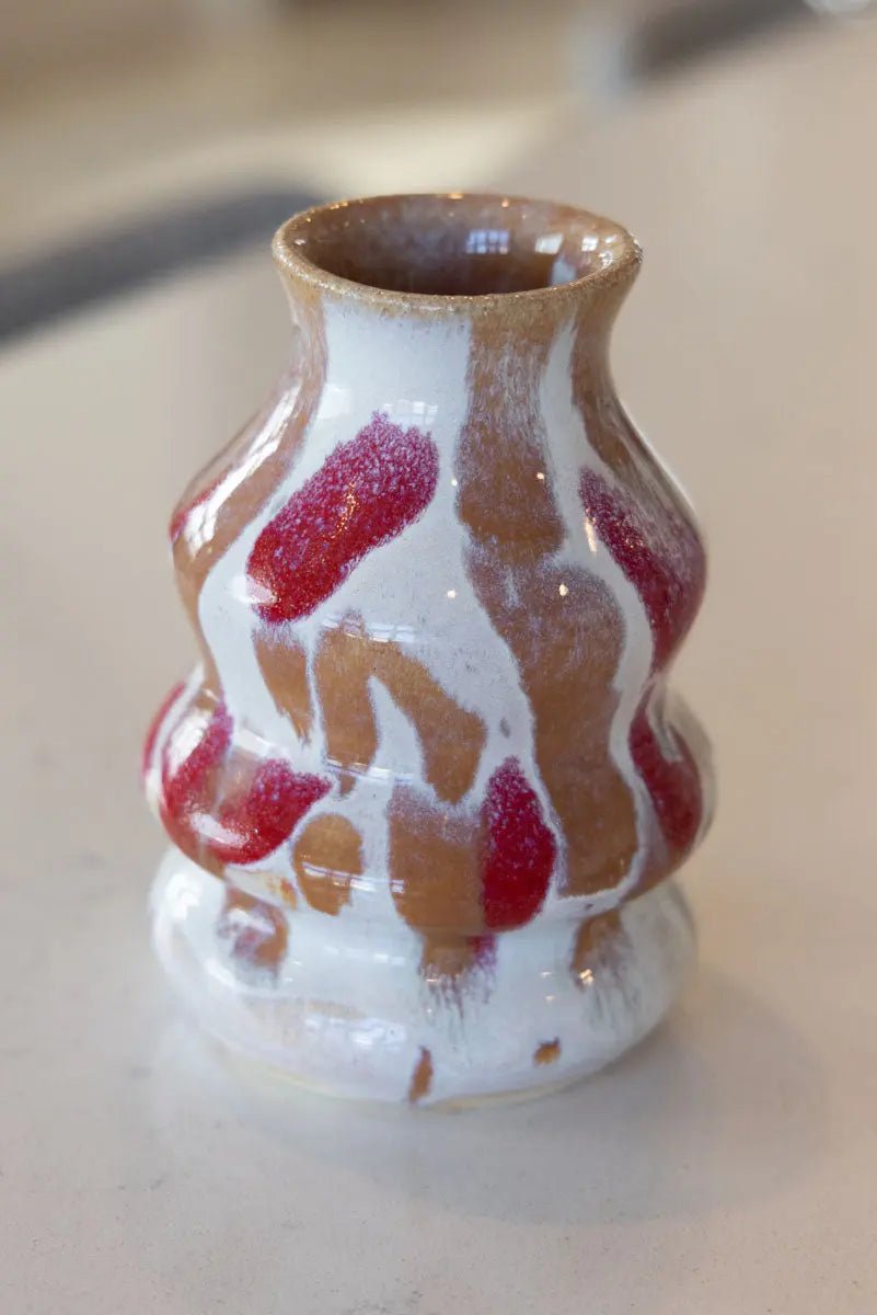 Medium Contemporary Decorative Pot - Creams, Cinnamon, & Reds - Dan Pearce Ceramics