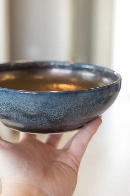 Medium Dark Blue & Antique Bronze Effect Bowl - Dan Pearce Ceramics