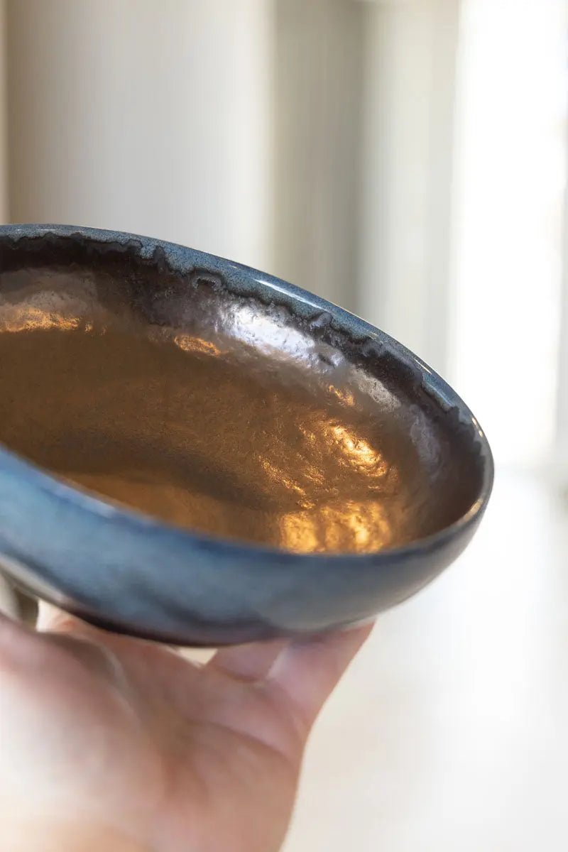 Medium Dark Blue & Antique Bronze Effect Bowl - Dan Pearce Ceramics