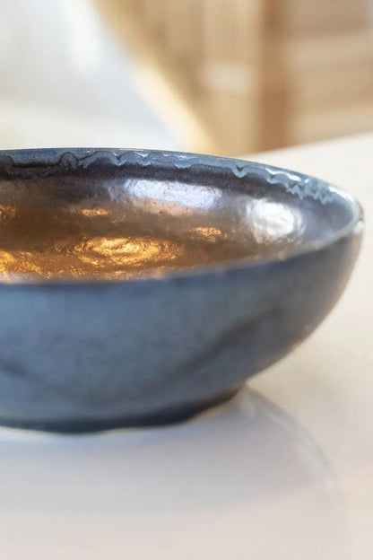 Medium Dark Blue & Antique Bronze Effect Bowl - Dan Pearce Ceramics